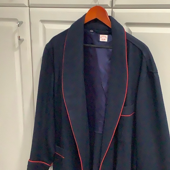 Men’s Vtg Brooks Brothers Robe House Coat, Wool, Hugh Hefner Style Cigar Robe L - Picture 8 of 16
